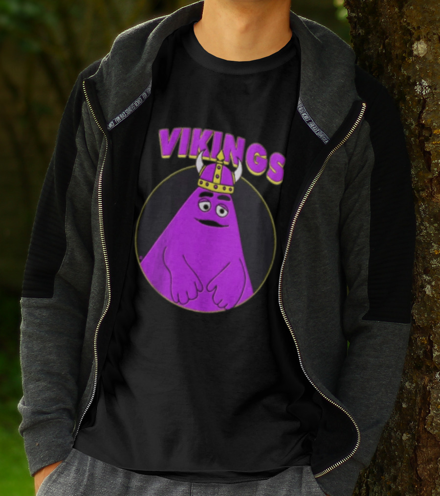 Vikings Purple Character With Horned Helmet T-Shirt
