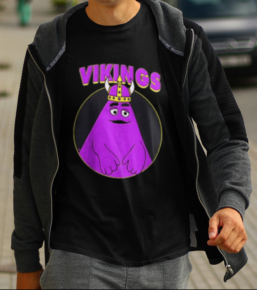 Vikings Purple Character With Horned Helmet T-Shirt