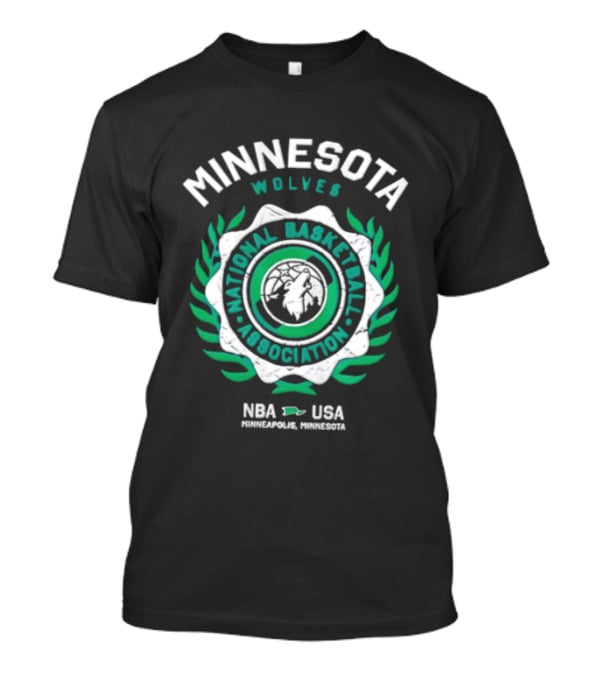 Minnesota Wolves NBA National Basketball Association Howling Wolf Circular Laurel Wreath T-Shirt