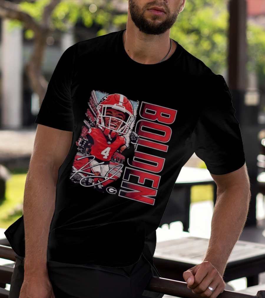 Georgia Bulldogs Football KJ Bolden No 4 Bobble Head Caricature T-Shirt
