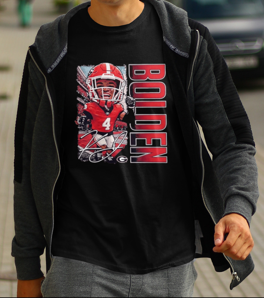 Georgia Bulldogs Football KJ Bolden No 4 Bobble Head Caricature T-Shirt