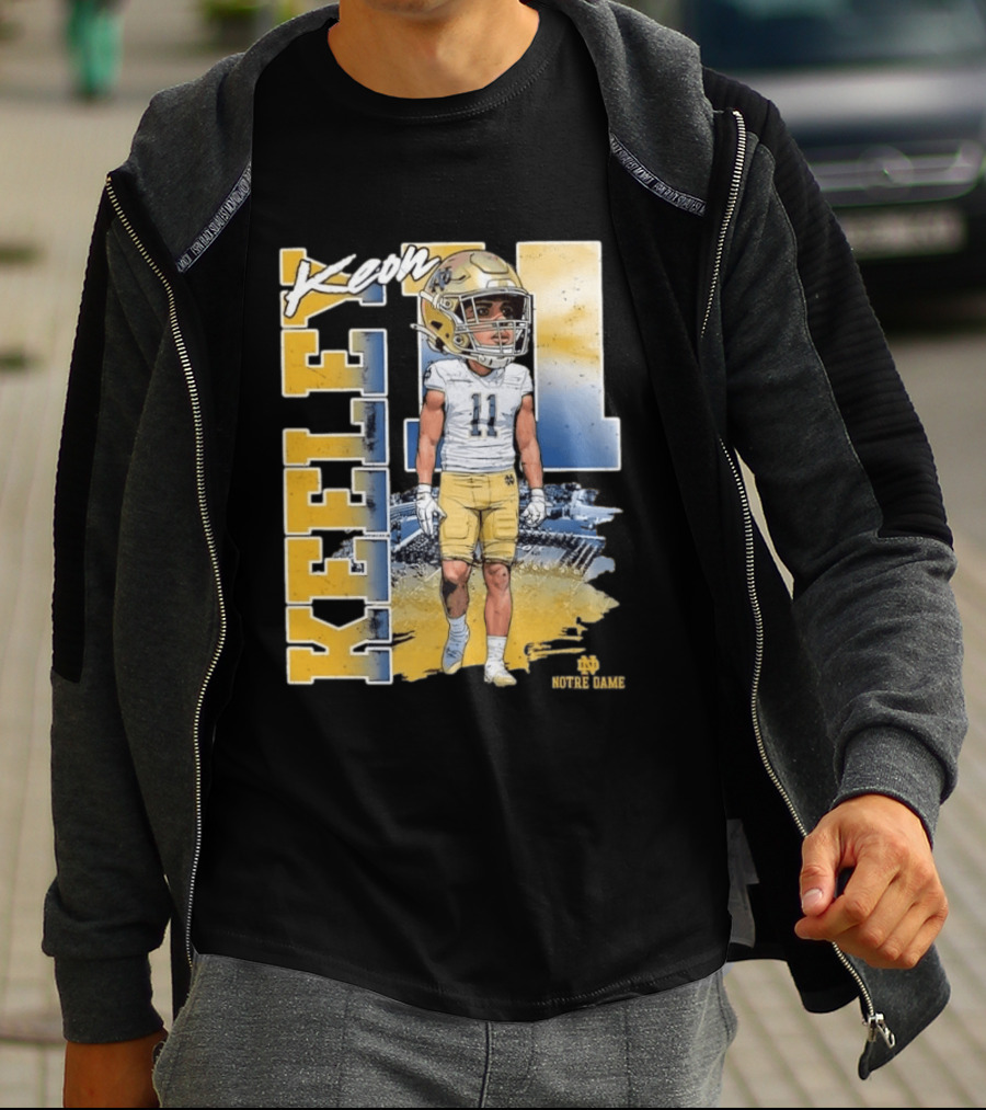 Notre Dame Fighting Irish Keon Keeley No 11 NCAA Football Caricature T-Shirt