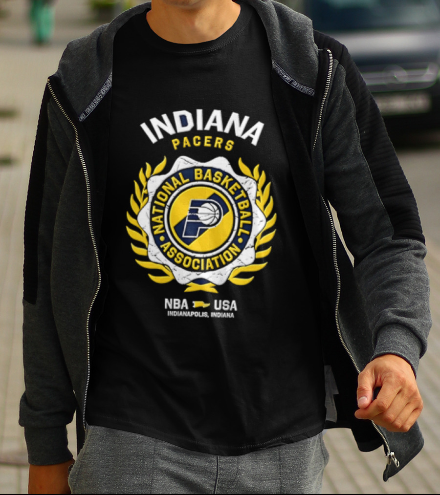 Indiana Pacers NBA National Basketball Association Laurel Wreath T-Shirt