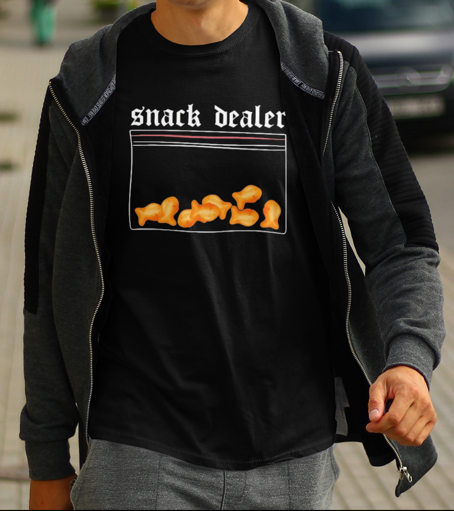 Snack Dealer Fish Crackers Pack Ziploc Bag T-Shirt
