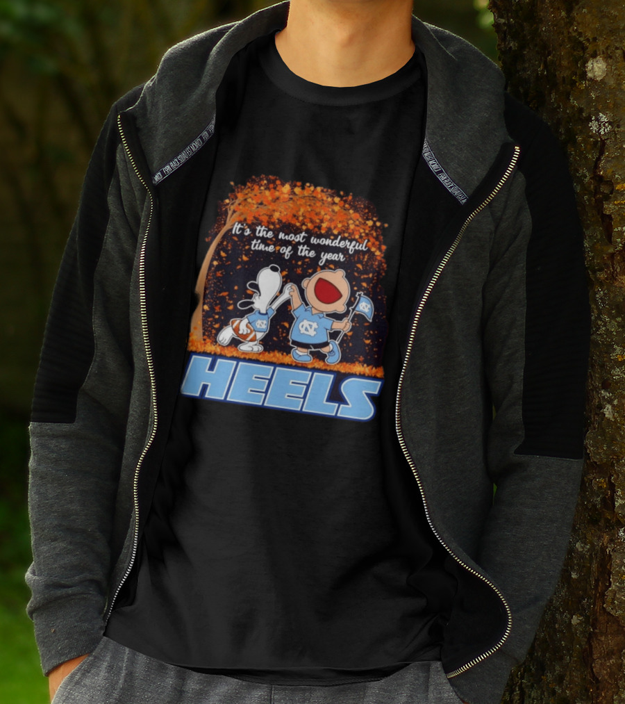 It's The Most Wonderful Time Snoopy Charlie Brown Dancing North Carolina Tar Heels T-Shirt
