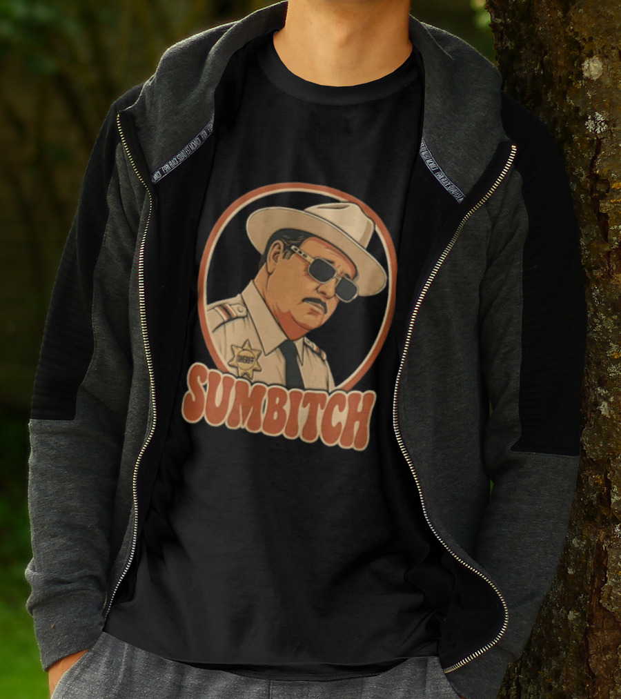 Sumbitch Sheriff Sunglasses Hat Cartoon T-Shirt