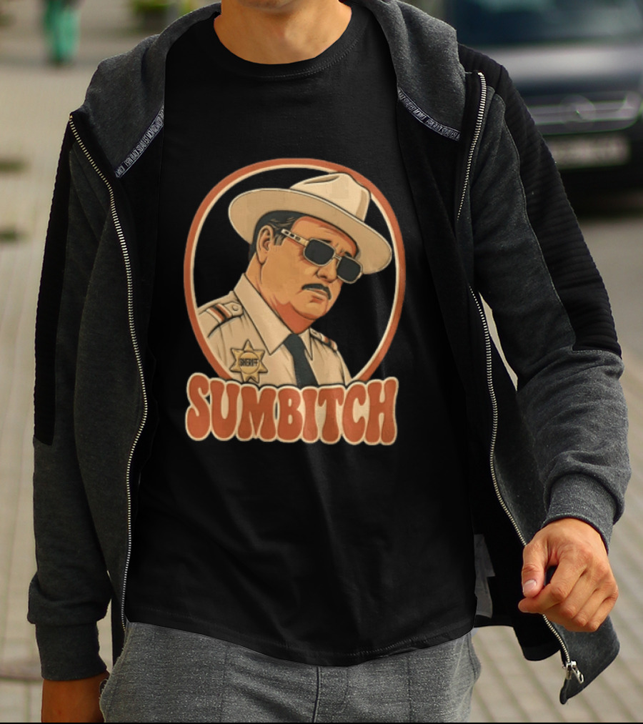 Sumbitch Sheriff Sunglasses Hat Cartoon T-Shirt