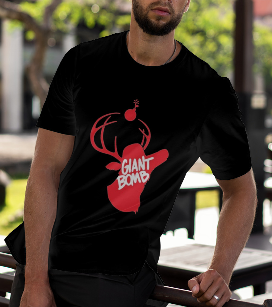 Giant Bomb Red Deer Antlers With Bomb T-Shirt