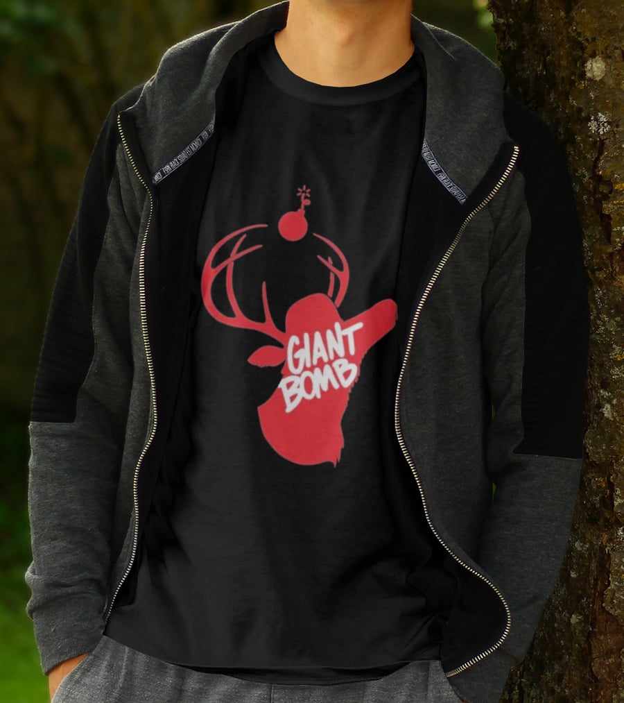 Giant Bomb Red Deer Antlers With Bomb T-Shirt