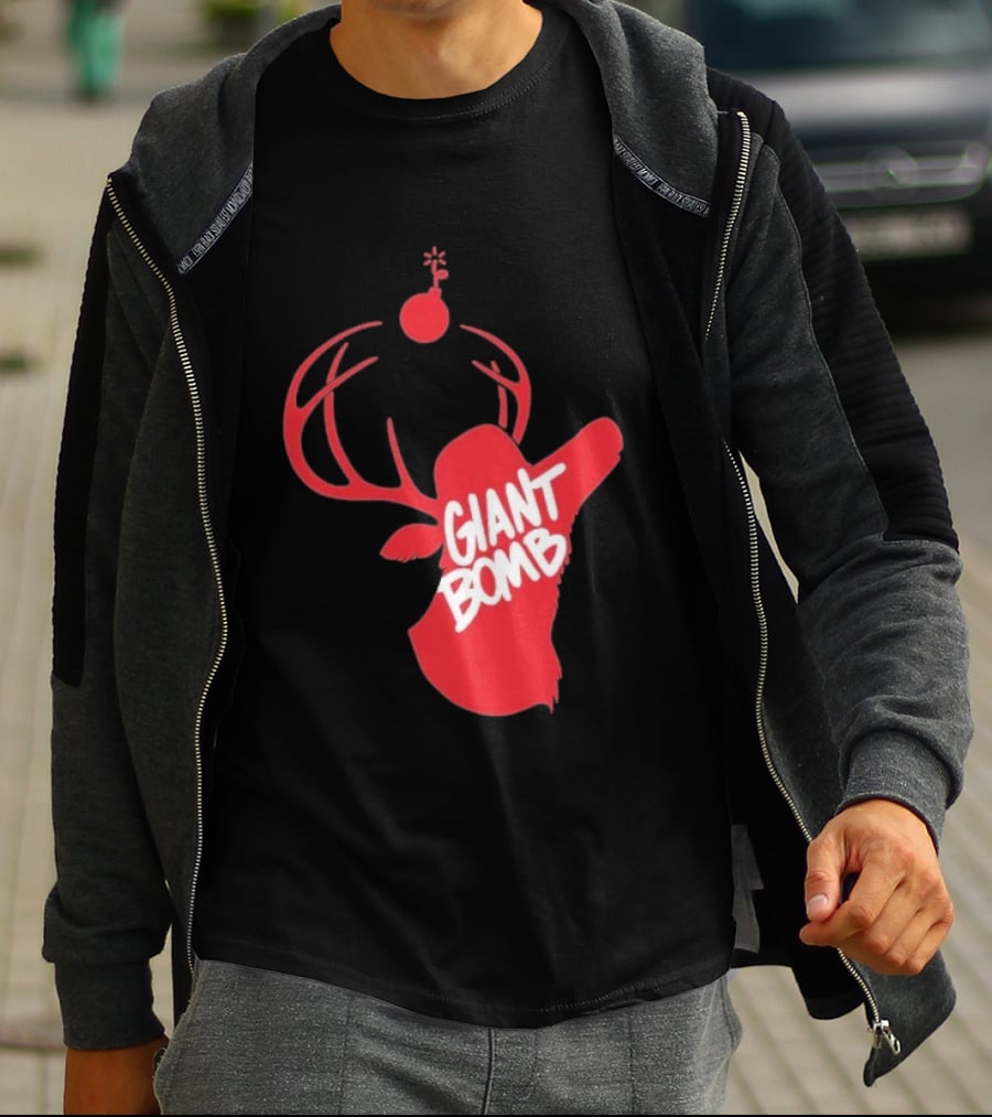 Giant Bomb Red Deer Antlers With Bomb T-Shirt