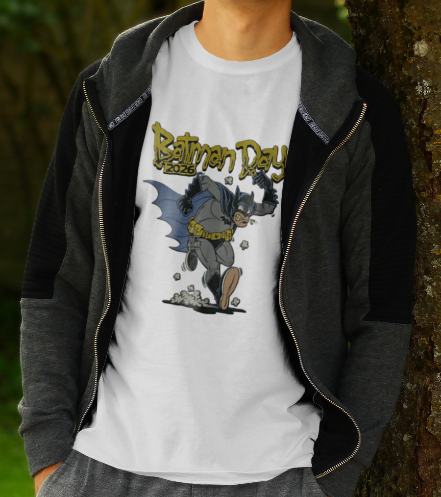 Batman Day 2026 Cartoon Running With Batarang T-Shirt