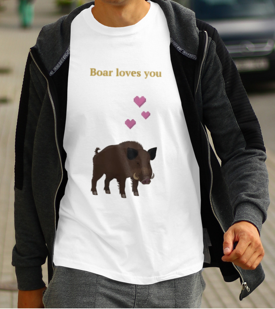 Boar Loves You With Pink Hearts T-Shirt