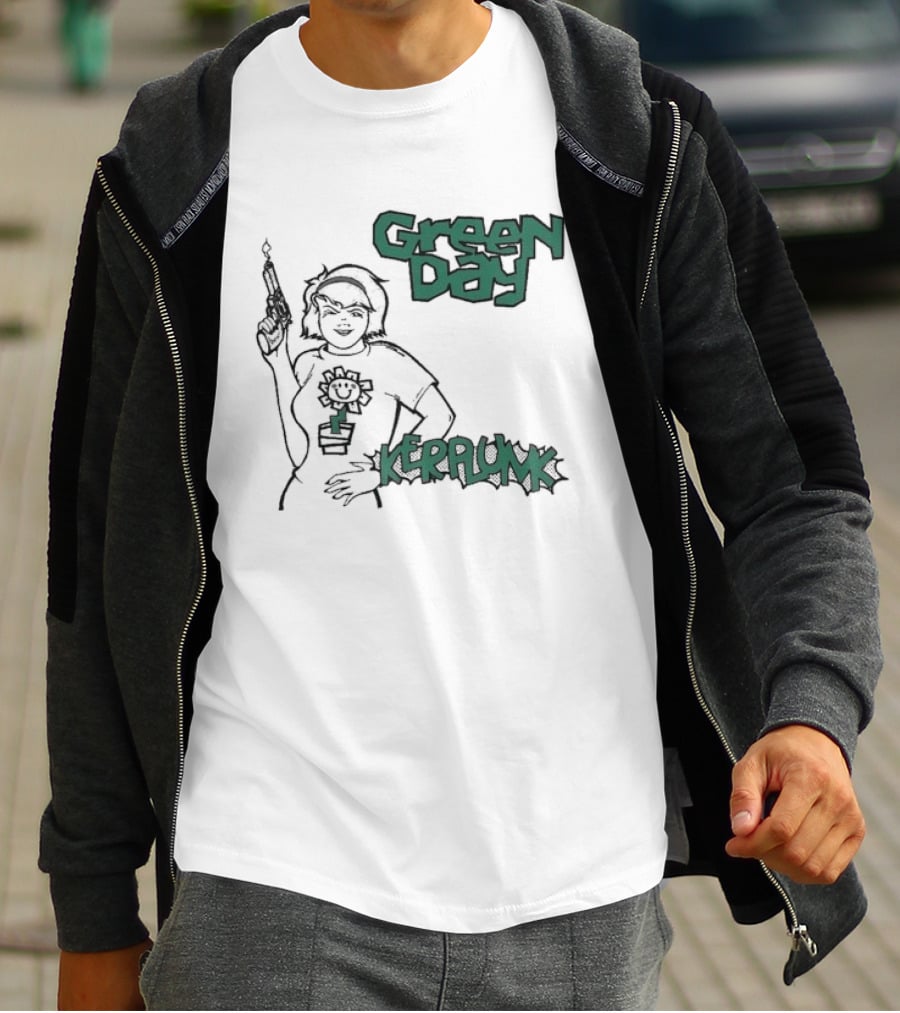 Green Day Kerplunk Vintage Character Holding Flower Pot T-Shirt