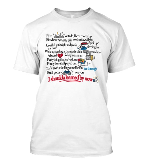 The Band Camino See Through Lyric Text With Heart And Sun Illustrations T-Shirt