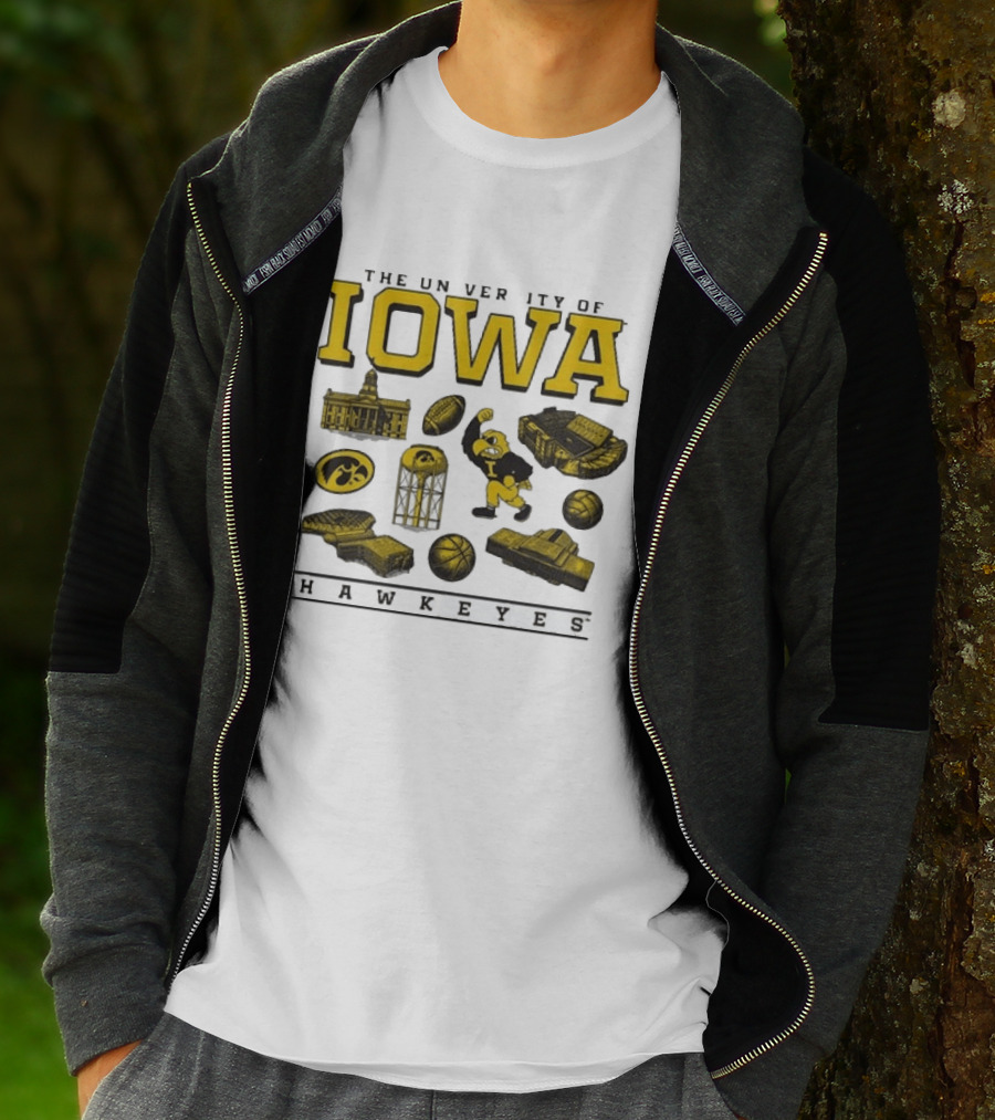 The University Of Iowa Hawkeyes Football Iconography Island T-Shirt