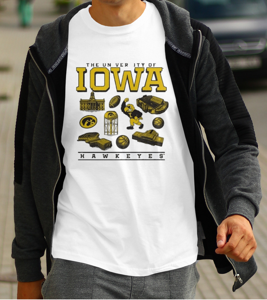 The University Of Iowa Hawkeyes Football Iconography Island T-Shirt