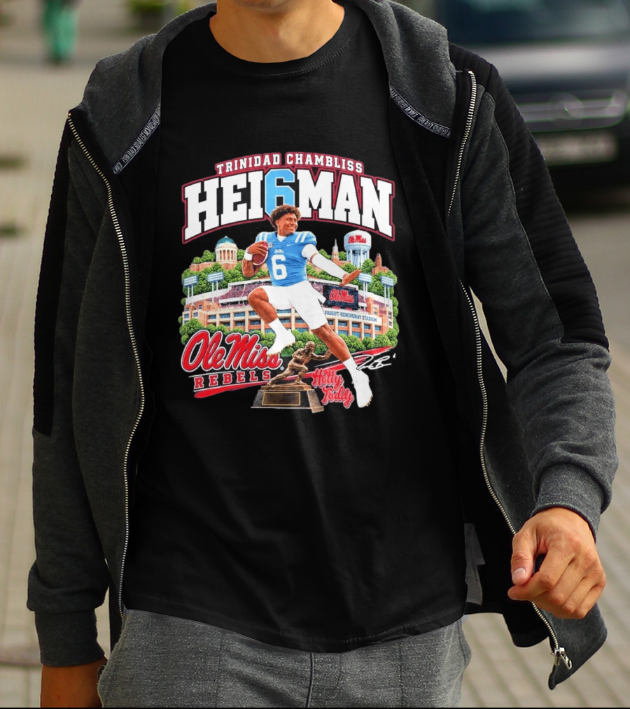 Trinidad Chambliss 2026 Hei6man Ole Miss Rebels Hotty Toddy Vaught Hemingway Stadium T-Shirt
