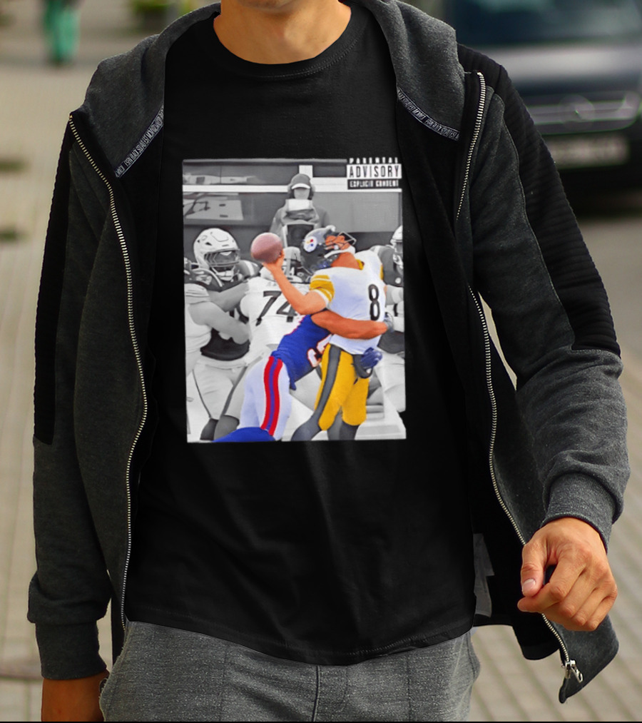 Pittsburgh Steelers Quarterback Sacked By Rival Team With Parental Advisory T-Shirt