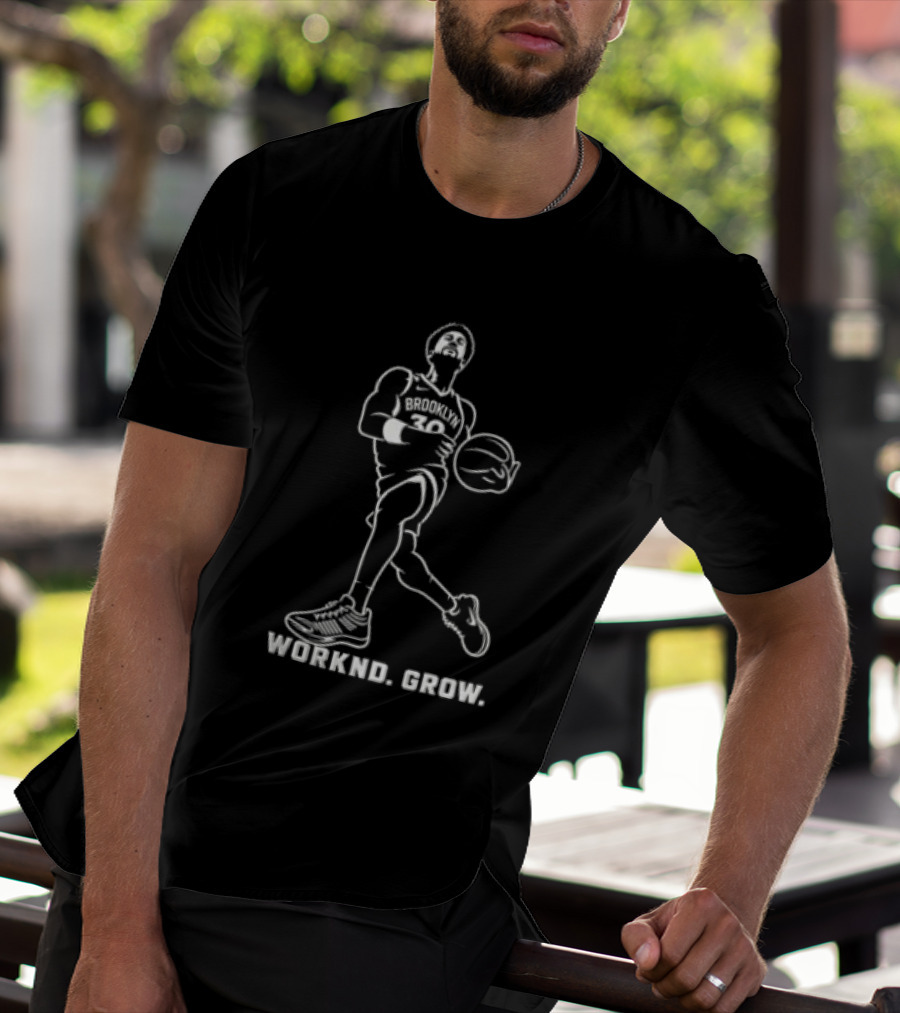 Brooklyn Nets Julius Randle Worknd Grow Basketball Player Dribbling Ball T-Shirt