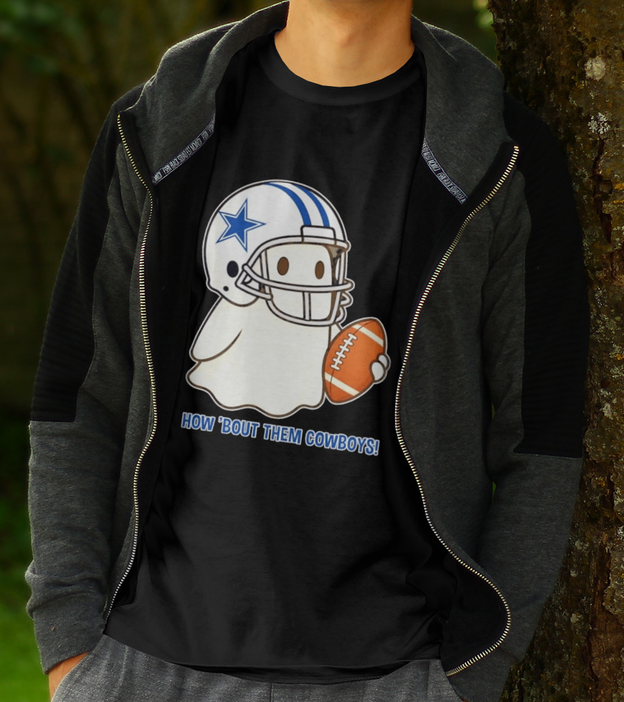 Dallas Cowboys How 'Bout Them Cowboys Halloween Ghost Football Star Helmet Football T-Shirt