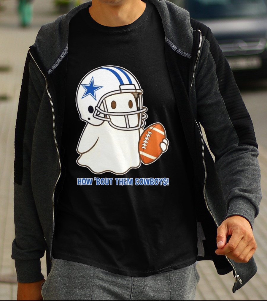 Dallas Cowboys How 'Bout Them Cowboys Halloween Ghost Football Star Helmet Football T-Shirt