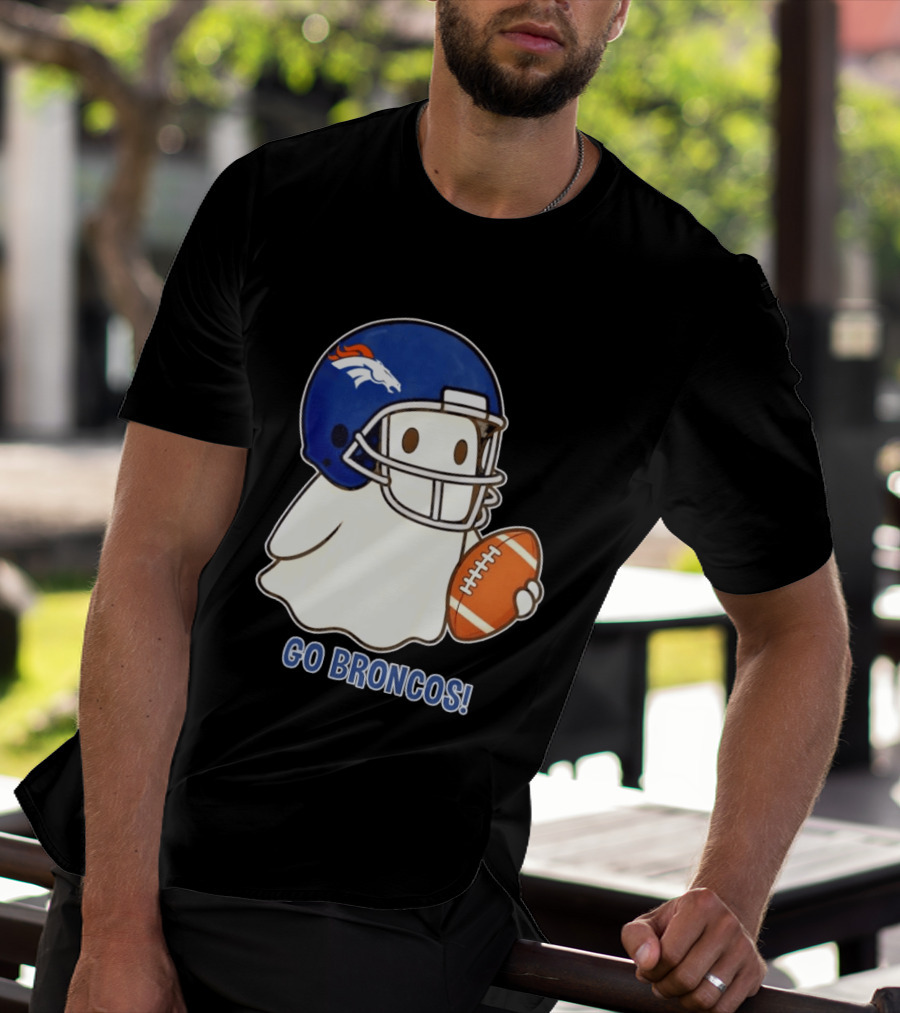 Denver Broncos Halloween Ghost Football Go Broncos T-Shirt
