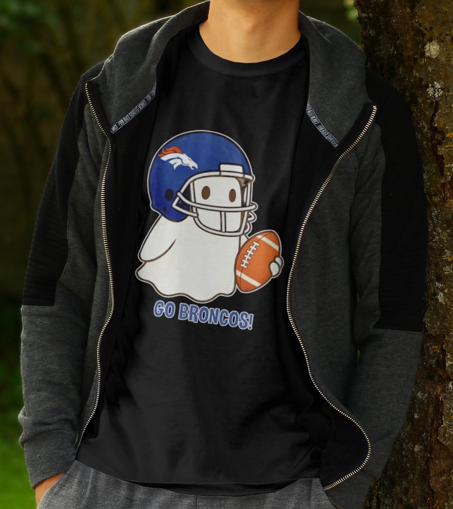 Denver Broncos Halloween Ghost Football Go Broncos T-Shirt