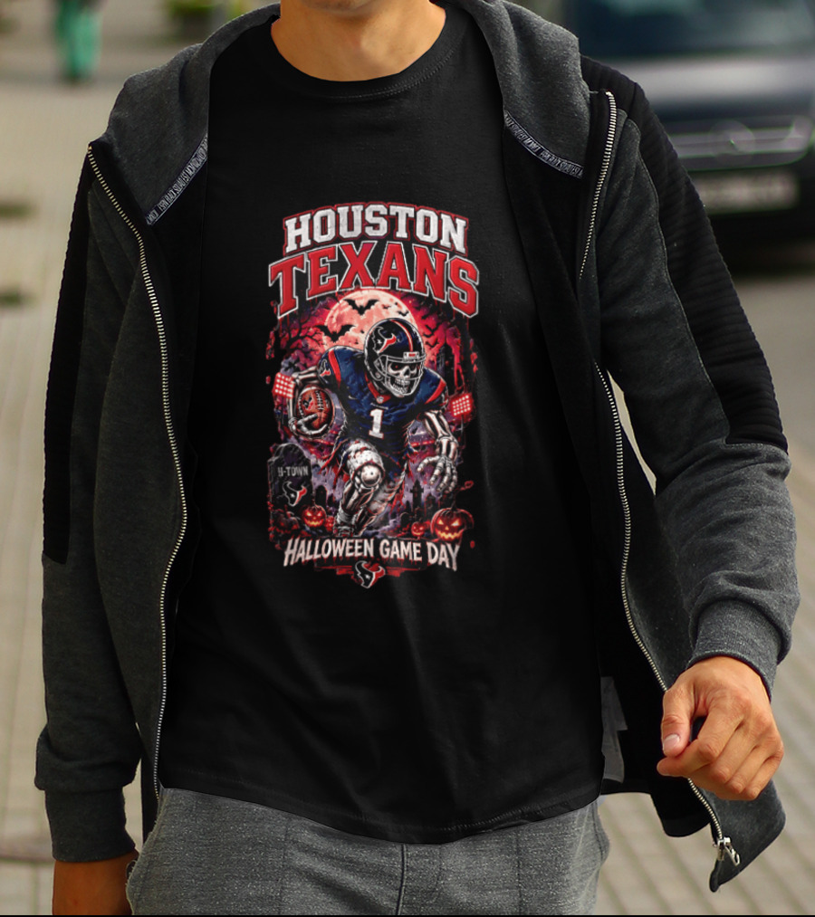 Halloween Game Day Houston Texans Never Fear The Night H Town Football T-Shirt