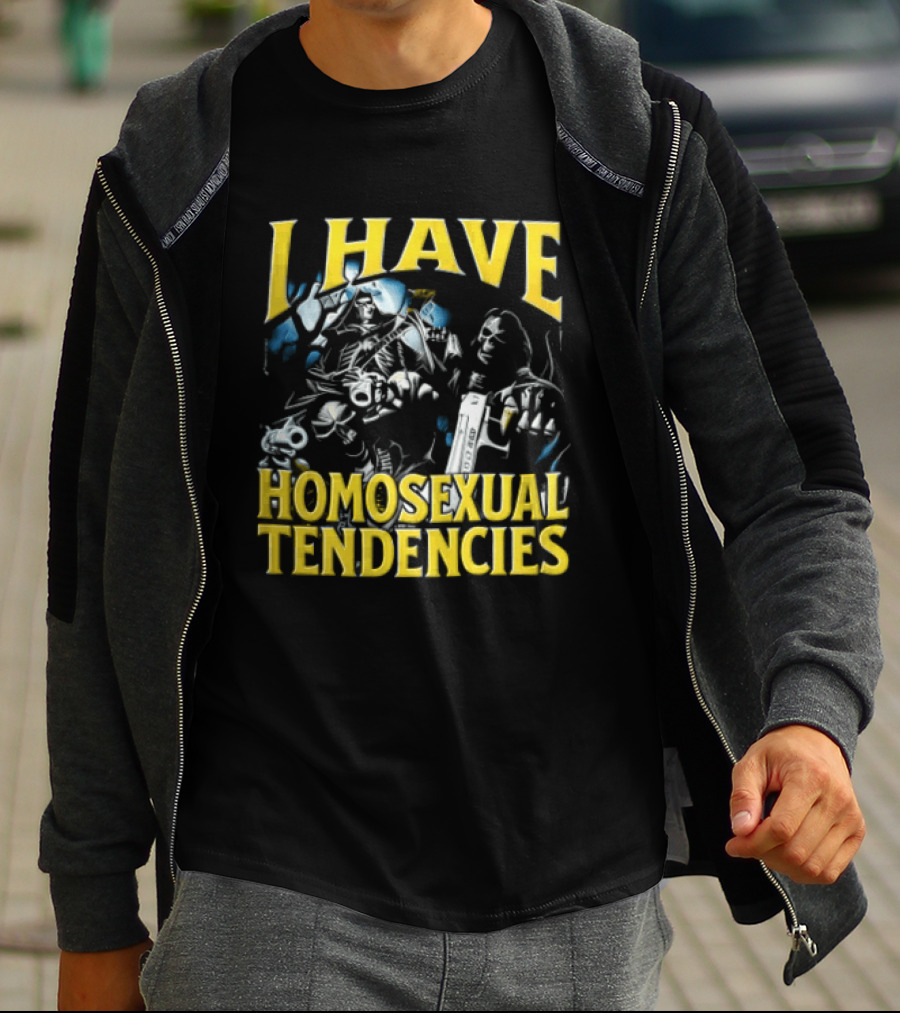 I Have Homosexual Tendencies Skeletons With Handguns Dark T-Shirt