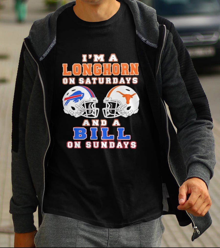 I'm A Longhorn On Saturdays And A Bill On Sundays Football Helmets T-Shirt