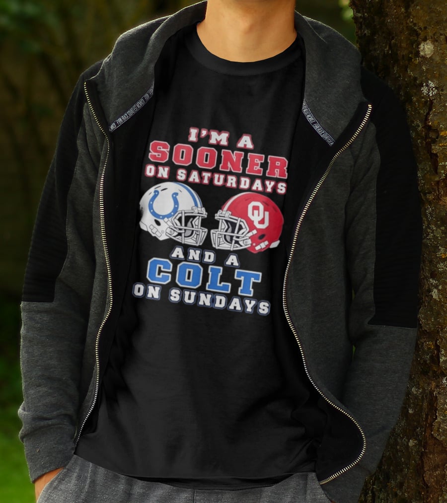 I'm A Sooner On Saturdays And A Colt On Sundays Football Helmets T-Shirt