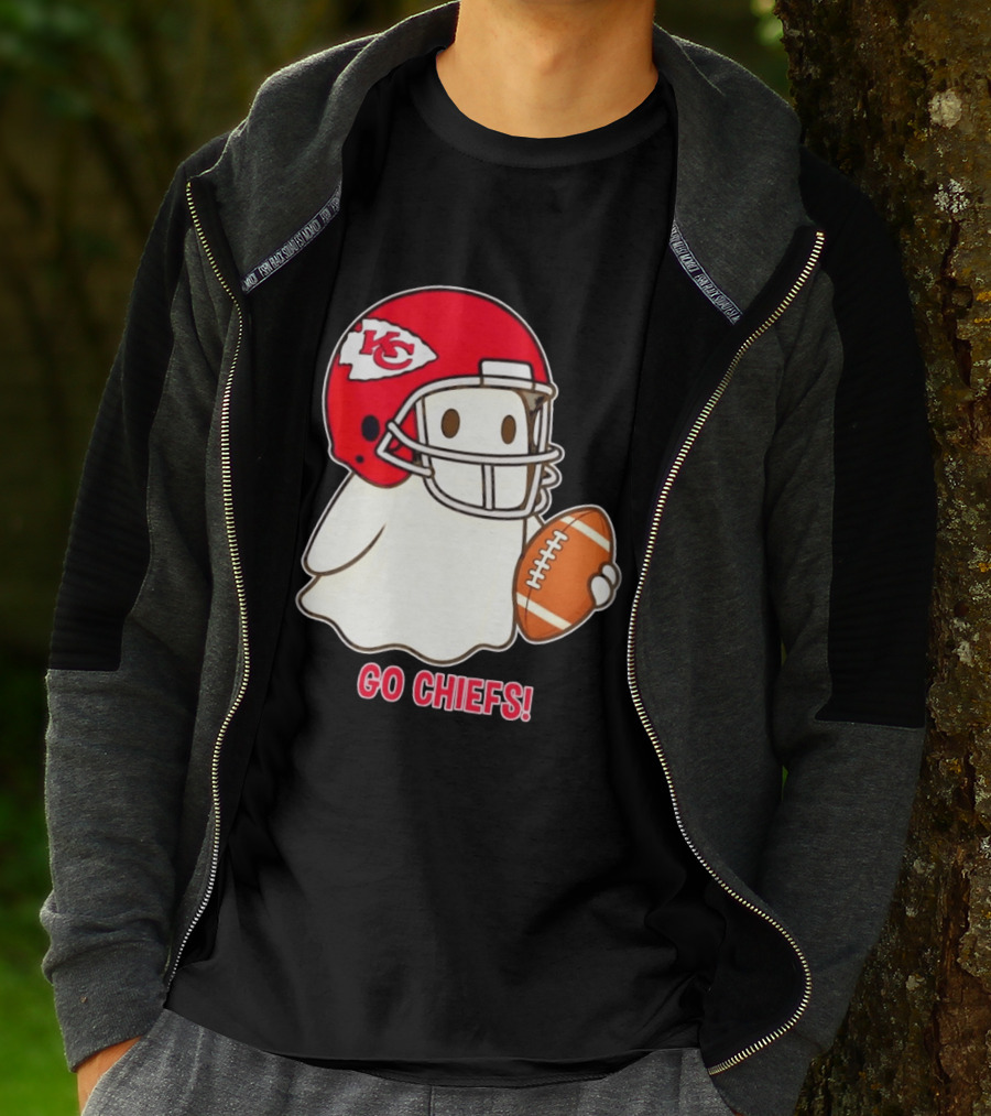 Kansas City Chiefs Go Chiefs Halloween Ghost Football Helmet T-Shirt