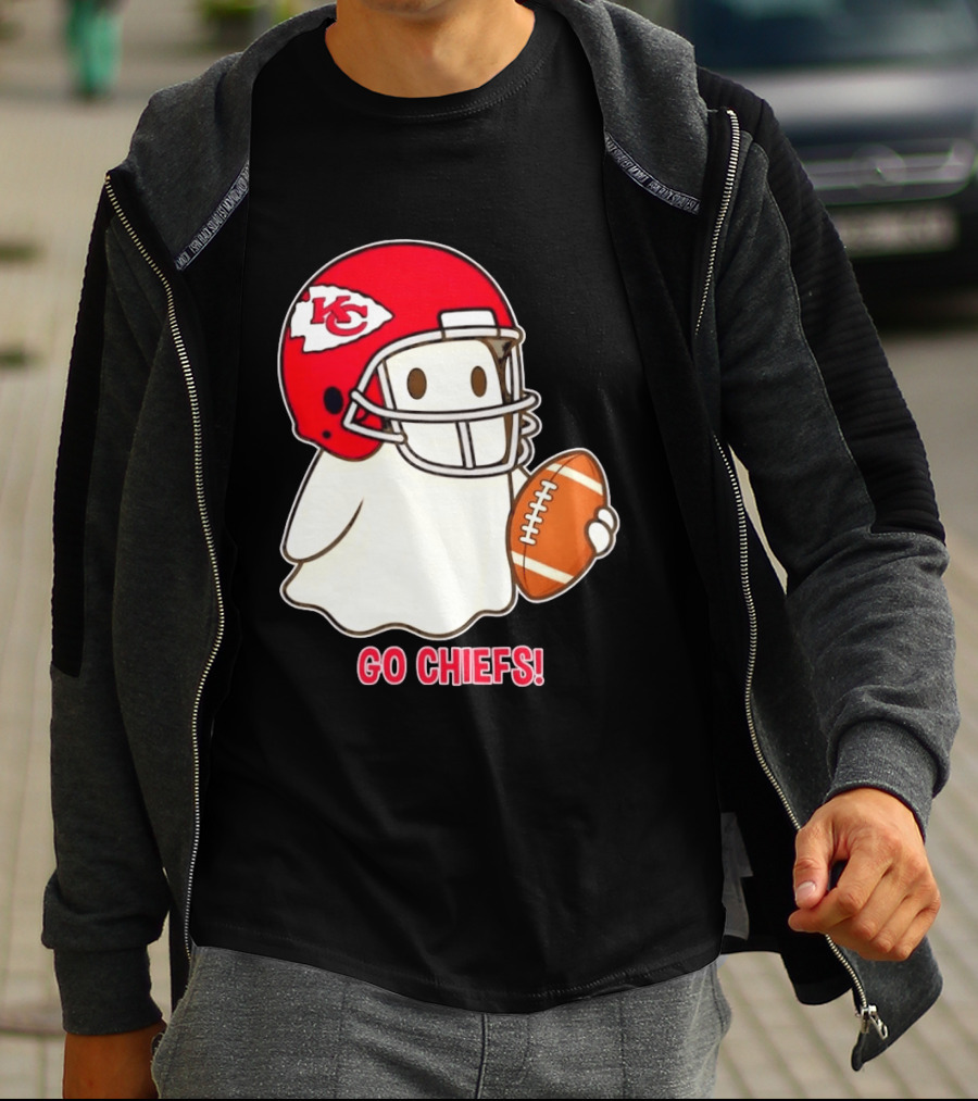 Kansas City Chiefs Go Chiefs Halloween Ghost Football Helmet T-Shirt
