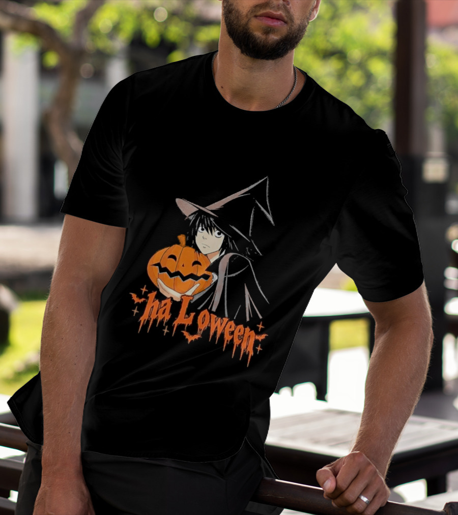 L Lawliet Witch With Pumpkin Halloween Death Note Anime T-Shirt
