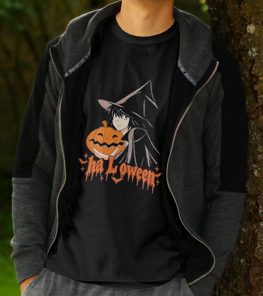L Lawliet Witch With Pumpkin Halloween Death Note Anime T-Shirt