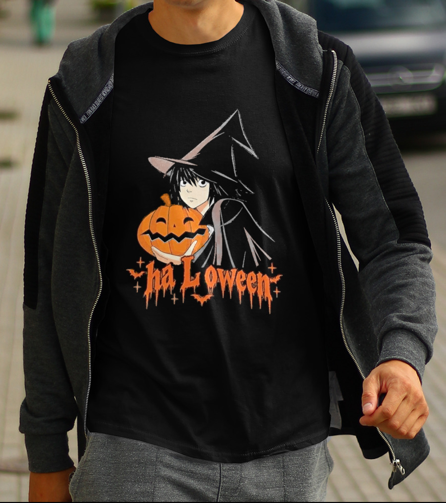 L Lawliet Witch With Pumpkin Halloween Death Note Anime T-Shirt
