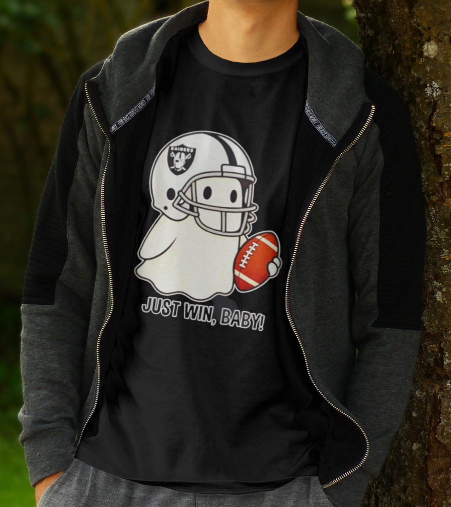 Las Vegas Raiders Just Win Baby Ghost Football Halloween 2026 T-Shirt
