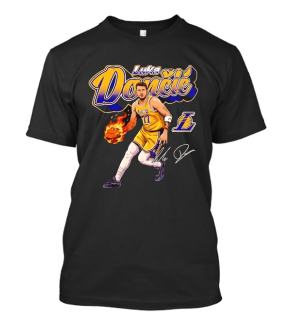 Luka Doncic Lakers 77 Signature Cursive T-Shirt