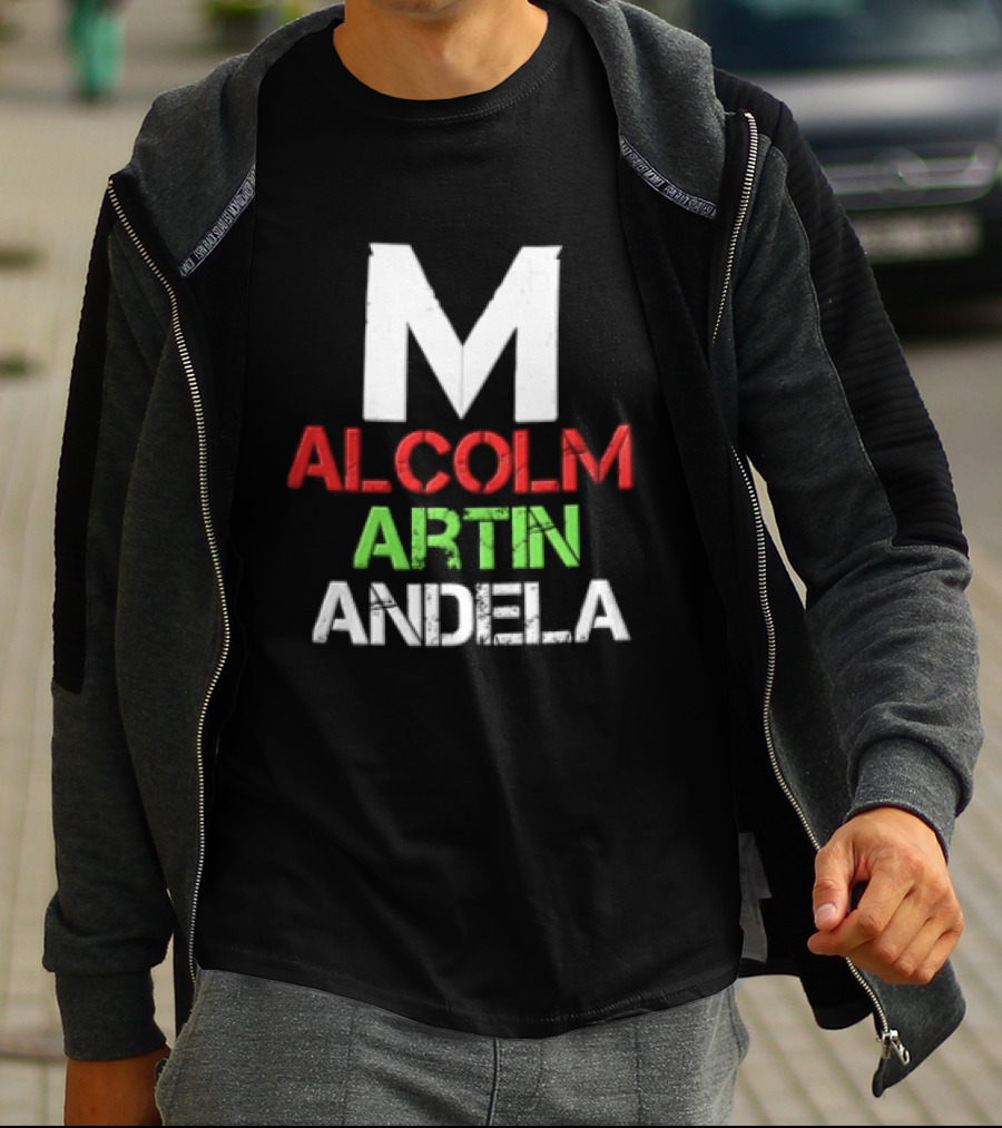 Malcolm Martin Mandela Distressed Stacked T-Shirt