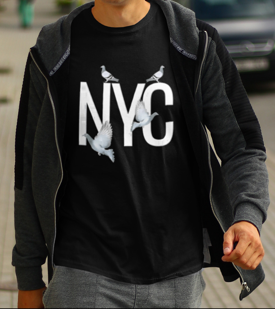 NYC Three Pigeons Flying Over T-Shirt
