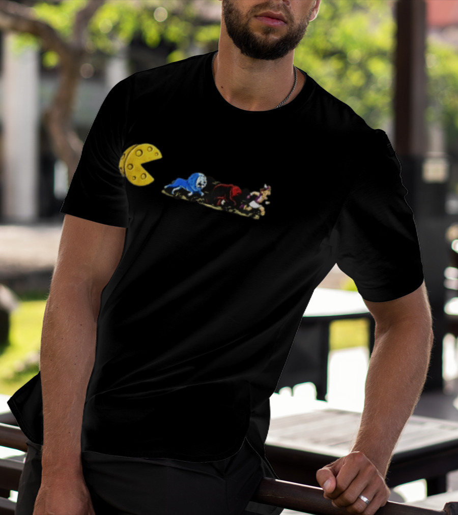 Pac Man Cheese Chasing Lions Bear And Hercules Journey T-Shirt