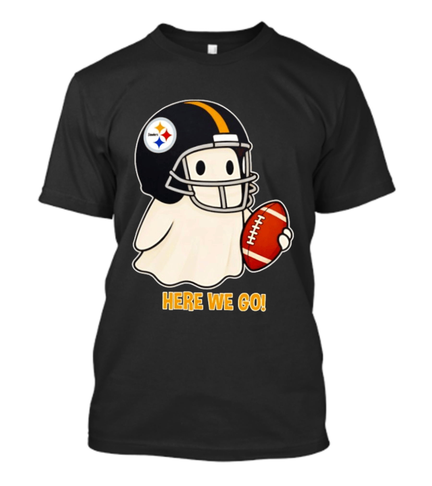 Pittsburgh Steelers Halloween Ghost Football Here We Go 2026 T-Shirt