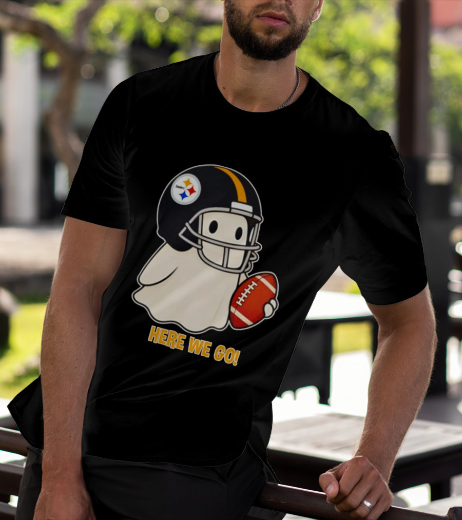 Pittsburgh Steelers Halloween Ghost Football Here We Go 2026 T-Shirt