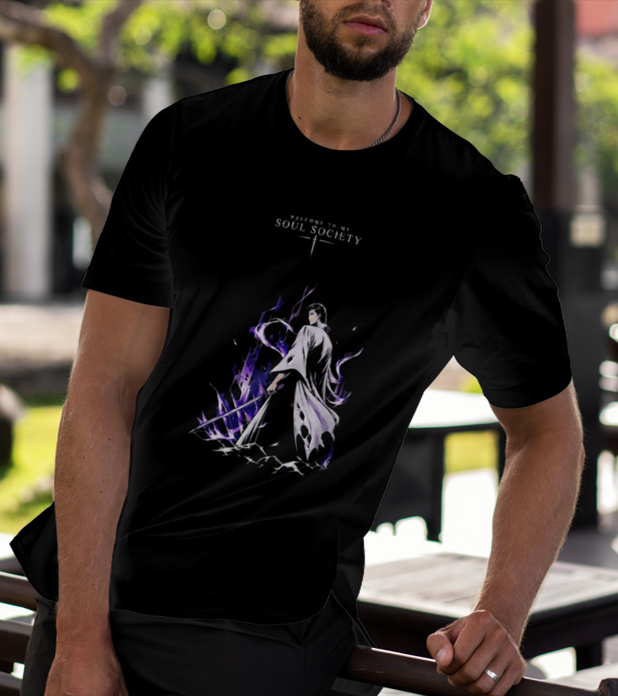 Sosuke Aizen Welcome To My Soul Society Sword Character Purple Aura T-Shirt