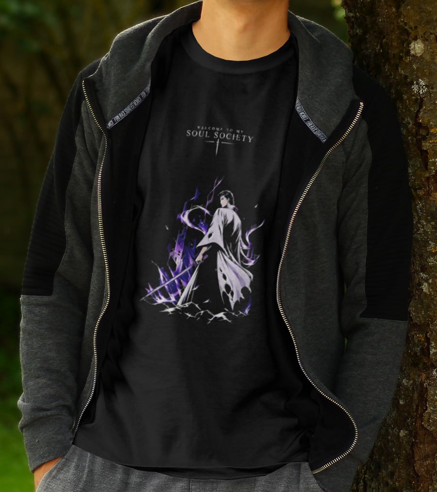 Sosuke Aizen Welcome To My Soul Society Sword Character Purple Aura T-Shirt