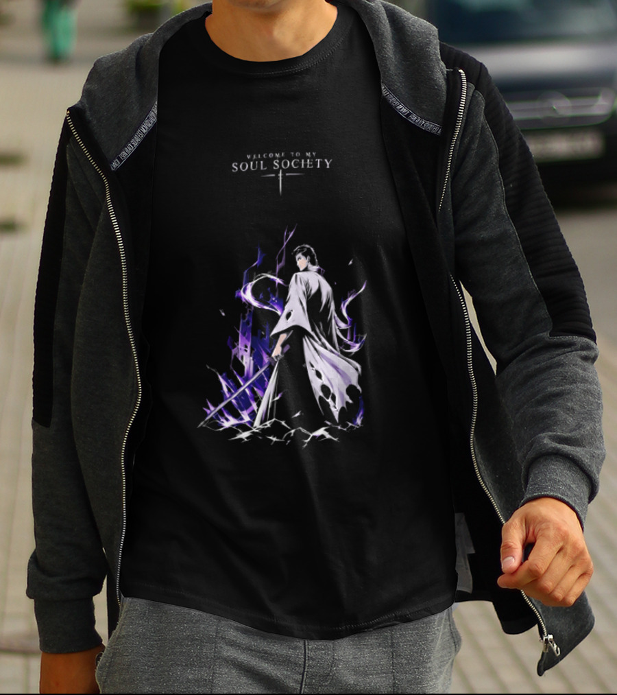 Sosuke Aizen Welcome To My Soul Society Sword Character Purple Aura T-Shirt