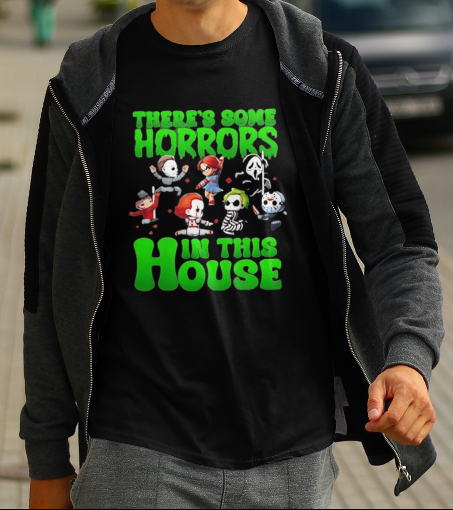 There's Some Horrors In This House Halloween Characters Dancing T-Shirt
