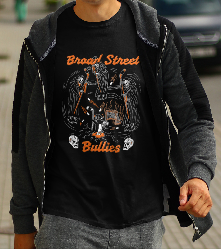 Broad Street Bullies Philadelphia Flyers Grim Reapers Hockey Sticks NHL Penguins T-Shirt