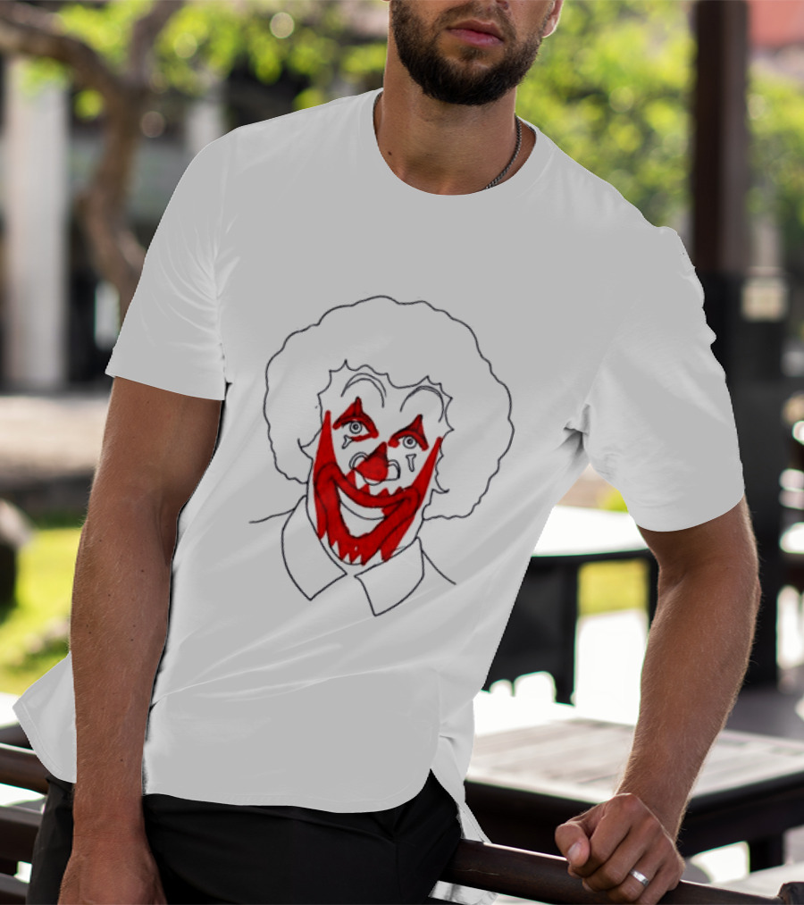 Asspizza Store Ronald Clown Face Drawing Red Lips White Collar T-Shirt