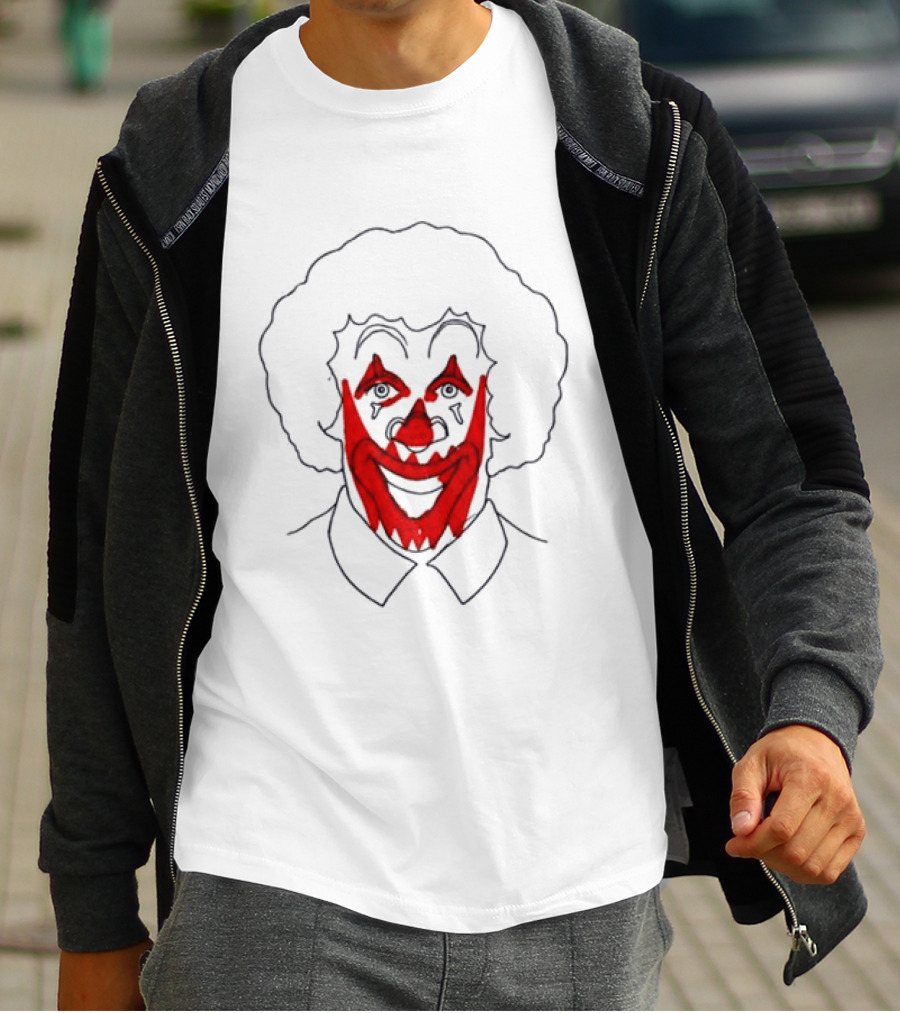 Asspizza Store Ronald Clown Face Drawing Red Lips White Collar T-Shirt